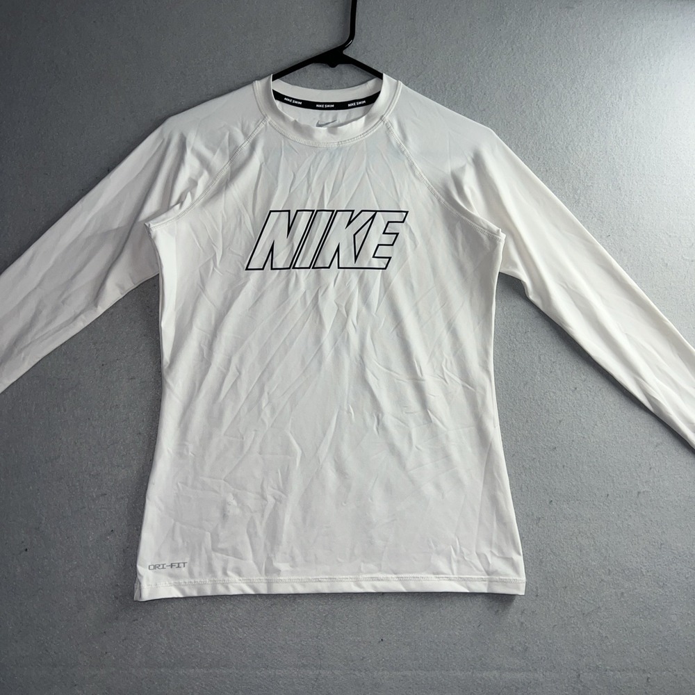 Nike Swim Shirt Rash Guard Long Sleeve White Womens Small